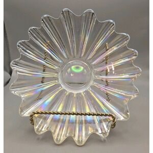 Vintage Fostoria Bowl 9.5" Celestial Iridescent Flower Carnival Glass
